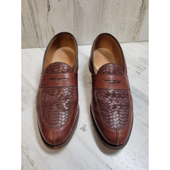 Allen Edmonds Foley Loafers Mens 9 Brown Leather Penny Weave Split Toe USA Made ALLEN EDMONDS Foley Mens Brown Leather Penny Loafer Shoes Sz  main image 4